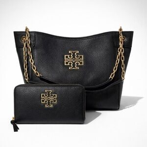 Tory Burch Black Shoulder Bag with Gold Accents